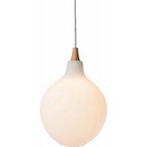 Mimas Pendant Lamp in White Frosted Glass w/ Wood Plug